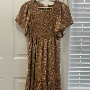 Golden Smocked Maxi Dress Bella Ella - L